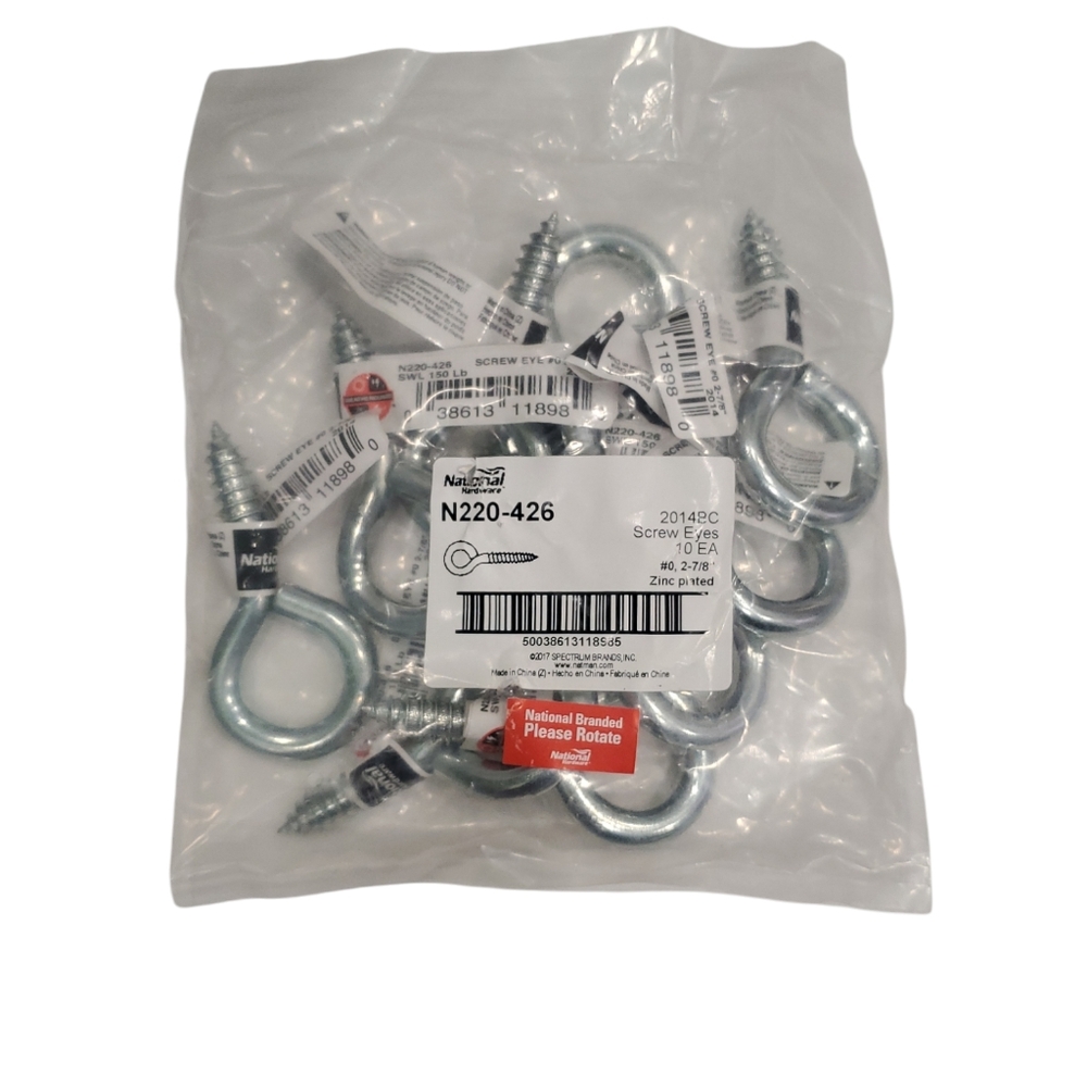 National Hardware N220-426 Screw Eyes 2-7/8 150lbs Pack of 10 NIB